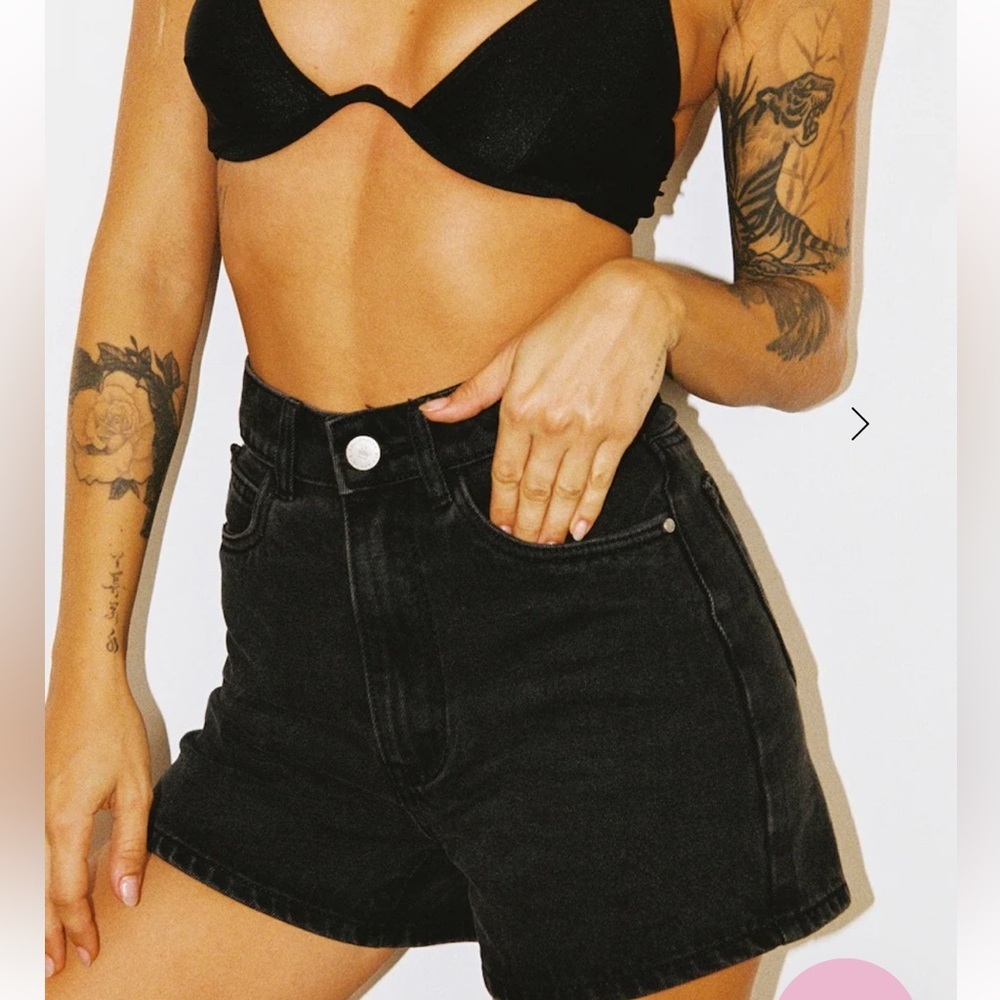 Hello Molly DNM‎ High Rise Black Denim Shorts 10 boho grunge staple minimalist
